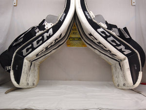 Used CCM Premier Pro Size 36+2 White/Silver Ice Hockey Goalie Leg Pads