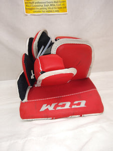 Used CCM P2.9 Size Int Reg (Rt Hand) Red-White Ice Hockey Goalie Blocker