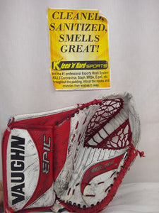 Used Vaughn Epic 8000 Reg (Lt Hand) Sz Sr White-Red Ice Hockey Goalie Catcher