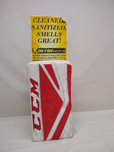 Used CCM P2.9 Size Int Reg (Rt Hand) Red-White Ice Hockey Goalie Blocker